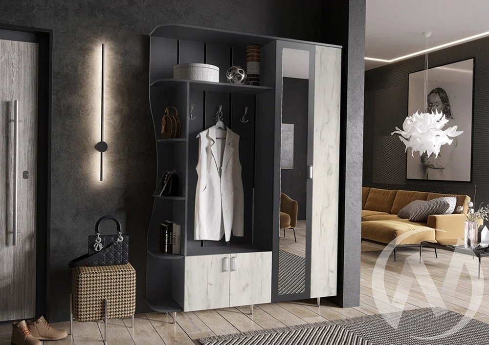 Прихожая Лика №1 1;5 м (графит/дуб крафт белый)