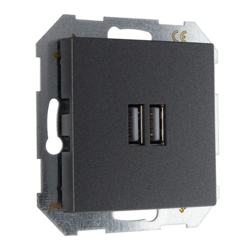 USB A+A розетка, 3400 мА LIREGUS EPSILON IUK-2-01.E/J антрацит