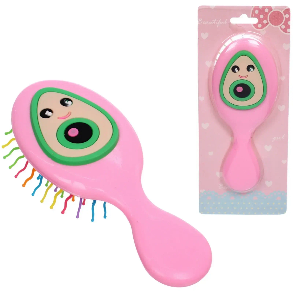 Расческа массажная детская «МИЛА», авокадо, цвет розовый, 14*5,5см (блистер)●