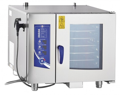 11000019107 Абат Пароконвектомат ПКА 6-1/1ВМ2-01 (инжекционный, 6хGN-1/1, память на 110 программ приготовления, 6 программ мойки, вся нерж, без г/емкостей, 3-х-канальный щуп, регулировка влажности, вентилятор: реверс + 5 скоростей)