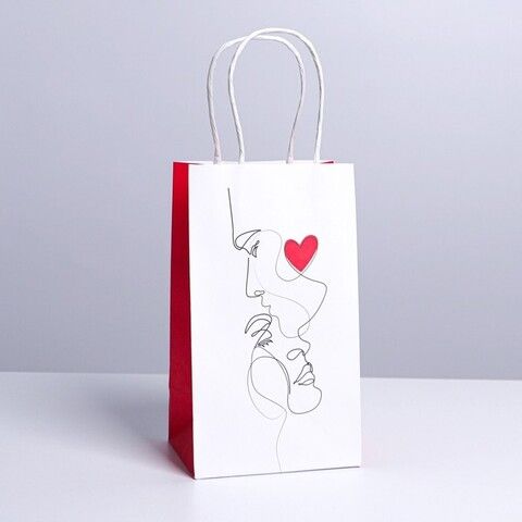 Пакет подарочный крафтовый Love, 12 × 21 × 9 см