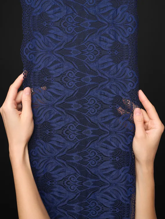 03-294 Кружево эластичное 24 см, темно-синий 061