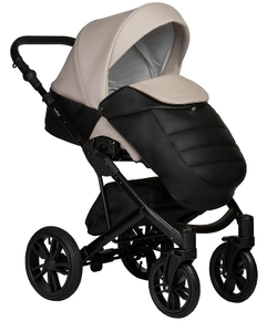 Детская коляска Indigo Mio Eco 2 в 1 04 черная кожа+св.бежевая кожа