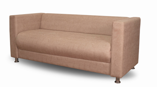 Диван прямой офисный с подлокотниками Пауза из искусственной замши Бежевый (Плутон 603)