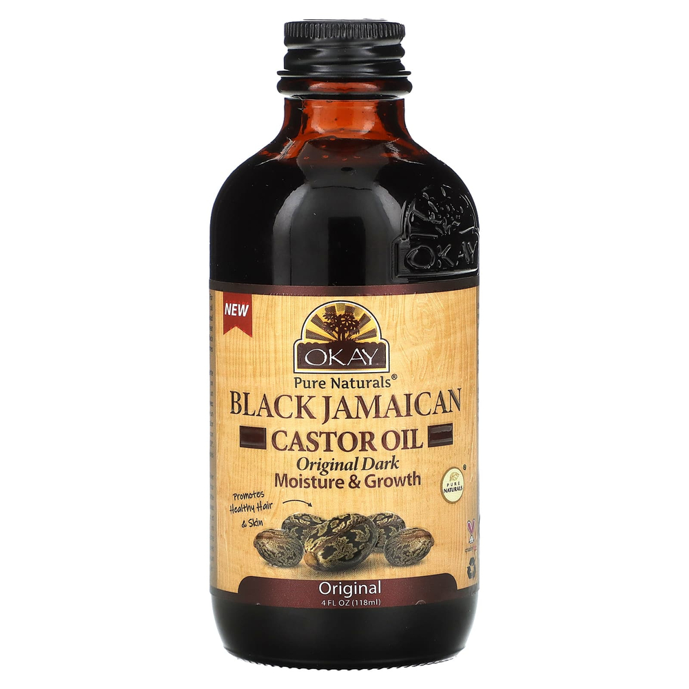 Okay Pure Naturals, Черное ямайское касторовое масло, оригинальное темное, 118 мл (4 жидк. унц.)