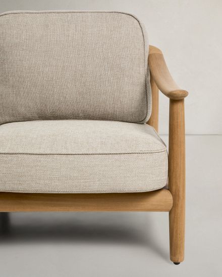 Уличный 3-х местный диван Elunda из тикового дерева и бежевой веревки