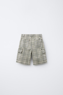 ZARA ШОРТЫ В КЛЕТКУ, СВЕТЛЫЙ ХАКИ