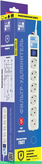 Сетевой фильтр Power Cube SPL(5+1)-16B-P-3М-WHITE