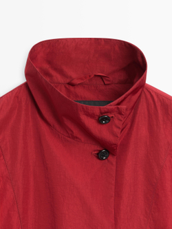 Massimo Dutti Бомбер объемного кроя с высоким воротником, красный