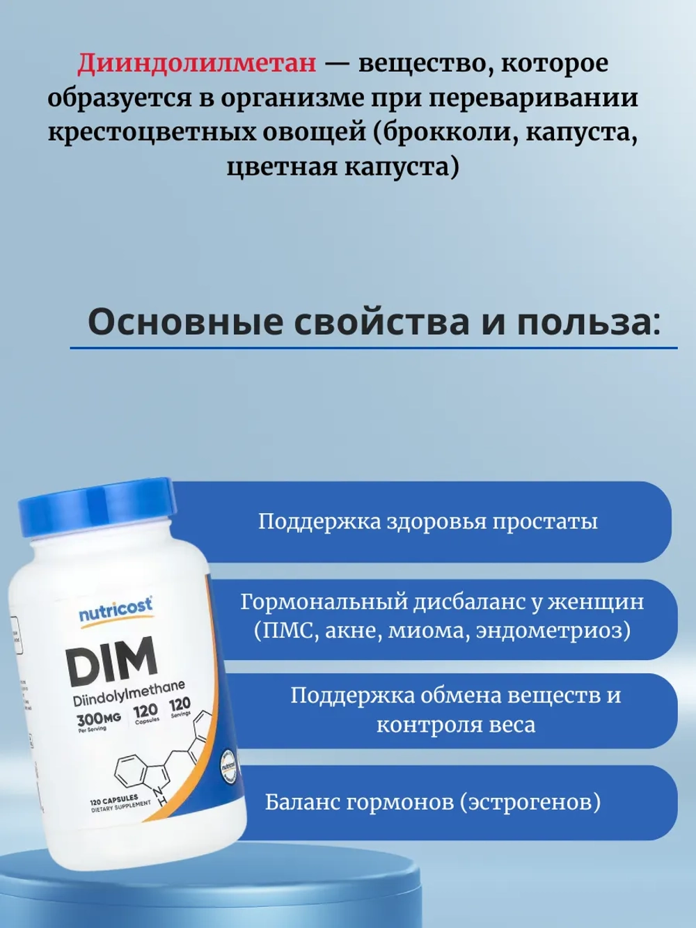 Дииндолилметан DIM 300мг 120 капсул