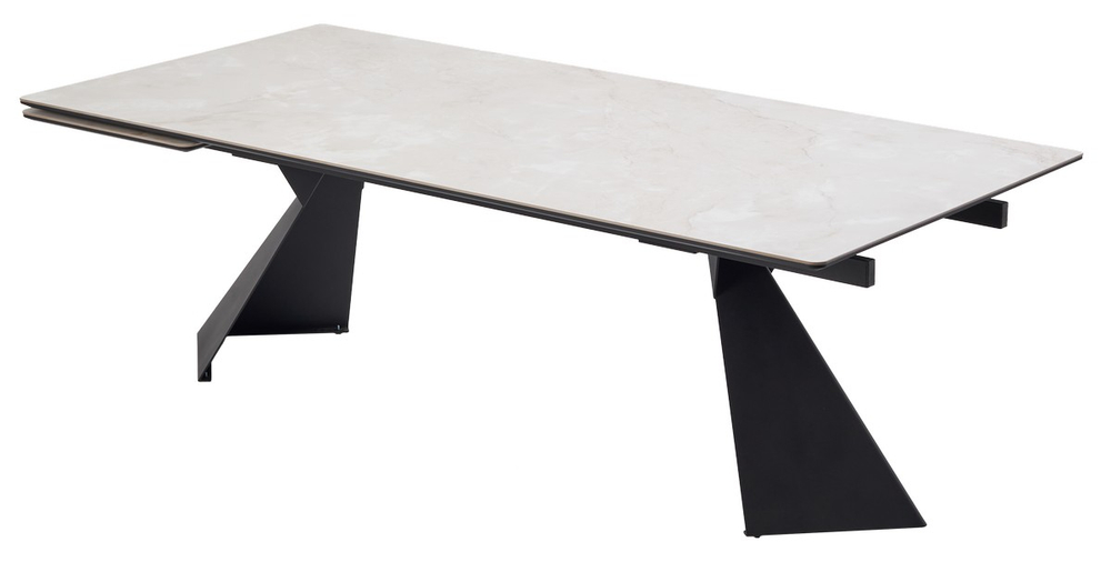 Стол М-City DISAUR Оригами 240 Айвори (Aura Ivory), керамика, Черный каркас