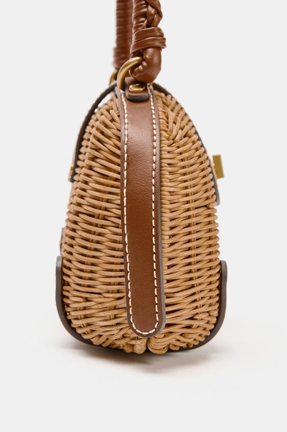 ZARA ЖЕСТКАЯ МИНИ-СУМКА С ПЛЕЧЕВЫМ РЕМНЕМ, РЫЖЕВАТО-КОРИЧНЕВЫЙ