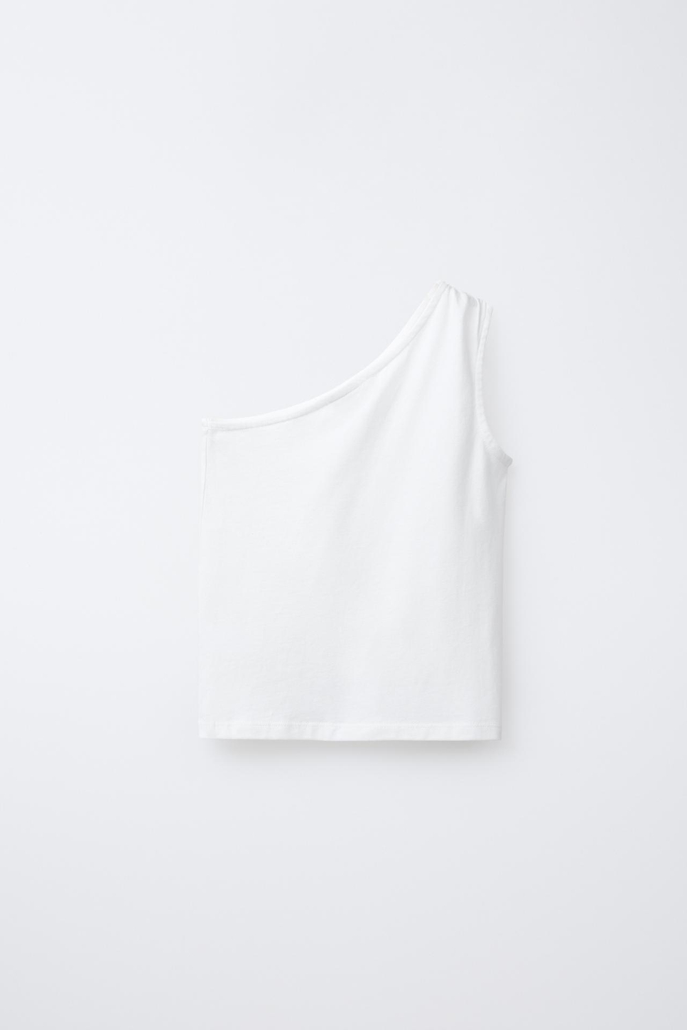 ZARA АСИММЕТРИЧНЫЙ ТОП С ЛЮВЕРСАМИ, БЕЛЫЙ