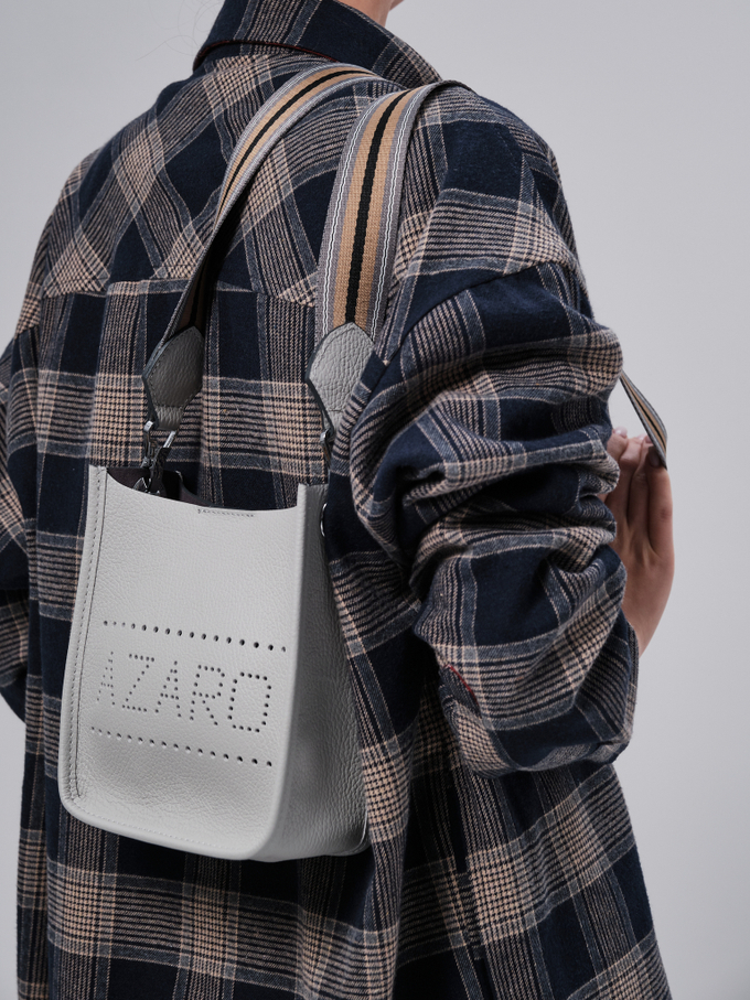 Сумка кожаная на плечо серая старс