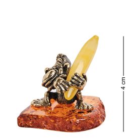 Народные промыслы AM- 701 Фигурка «Обезьяна с бананом» (латунь, янтарь)