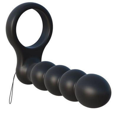 Эрекционное кольцо с анальным вибратором и пультом ДУ (Цвет: черный)