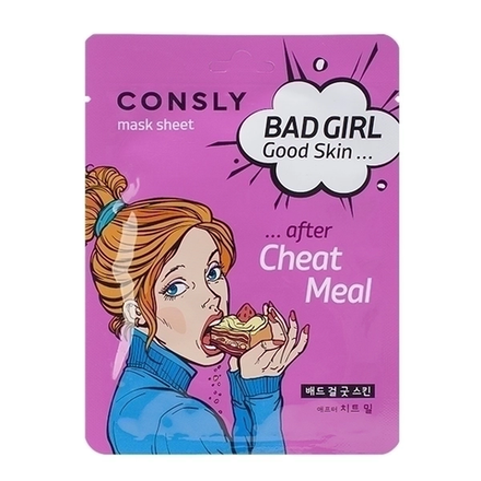 CONSLY Тканевая маска для восстановления кожи после читмила BAD GIRL Good Skin after Cheat Meal Mask Sheet 23 мл.