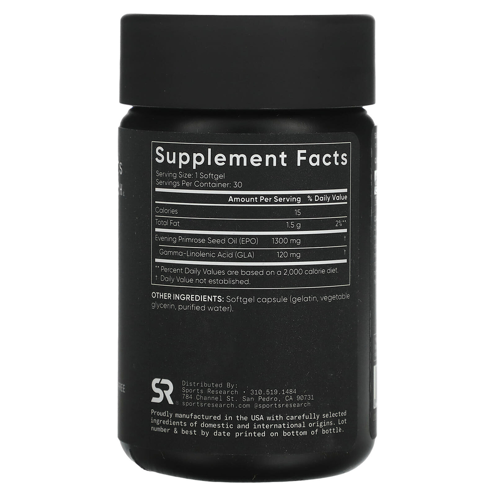 Sports Research, масло примулы вечерней, 1300 мг, 30 мягких желатиновых капсул