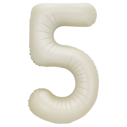 Шар (32''/81 см) Цифра, 5, Белый песок, Сатин, 1 шт. в уп.