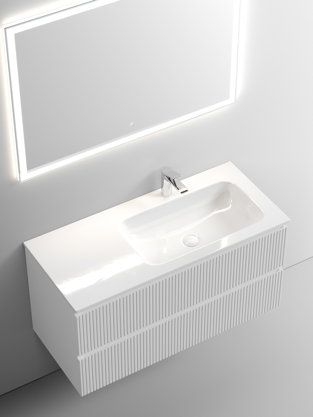 Тумба с раковиной Sancos Snob T 100 см SNT100RW правая, bianco