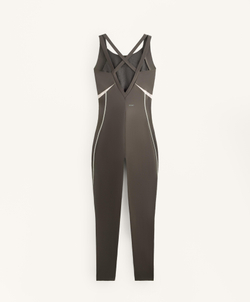 Oysho Длинный комбинезон Compressive со светоотражающими элементами, угольный