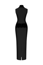 Платье макси из крепа и кружева