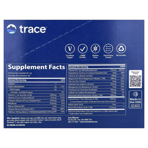 Trace, Power Pak, арбуз, 30 пакетиков в стиках по 6,1 г (0,22 унции)