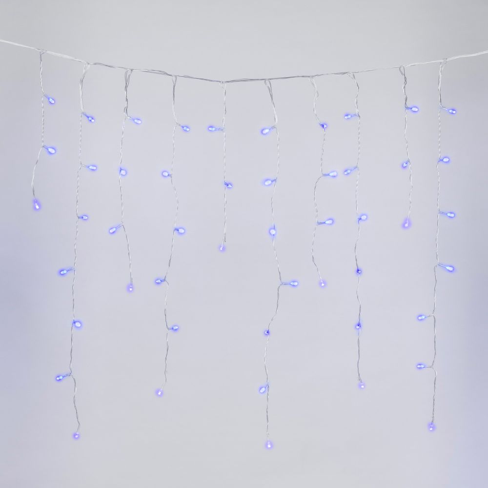 ULD-B6007-300-DTA BLUE IP44 Бахрома светодиодная. 6м. 300 светодиодов. Синий свет. Провод прозрачный. ТМ Uniel