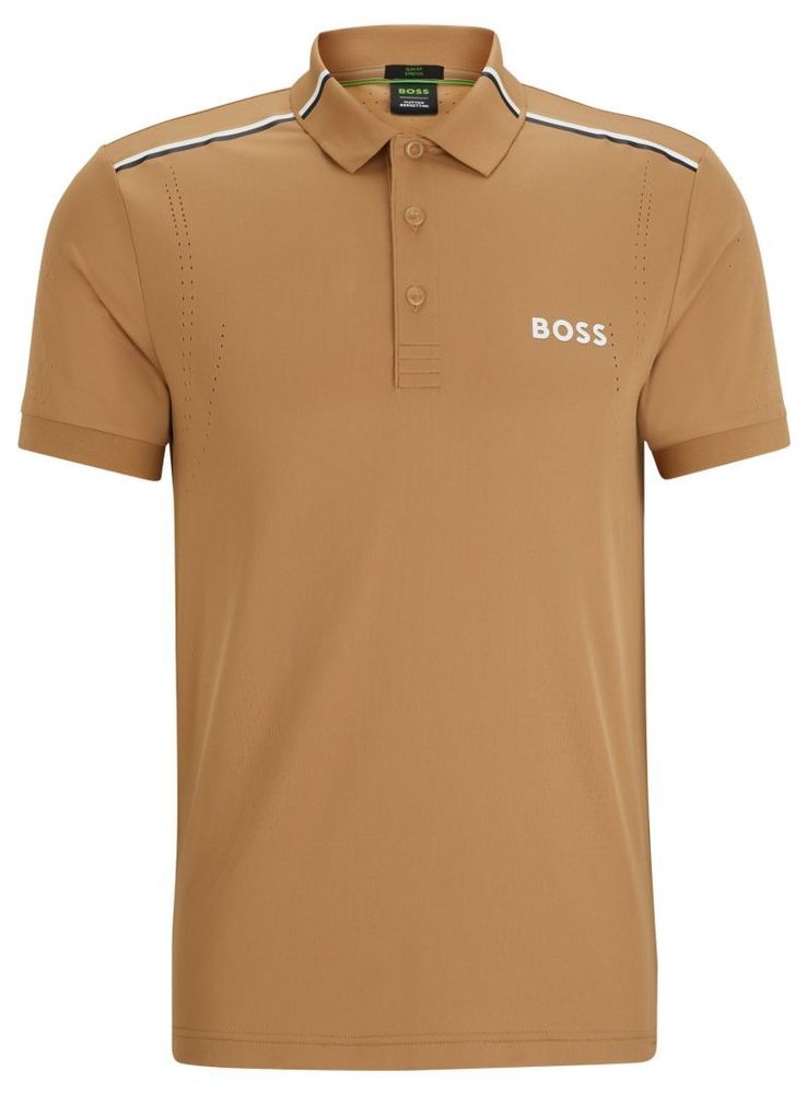 Мужское теннисное поло BOSS x Matteo Berrettini Patteo MB Slim Fit Polo Shirt - medium beige