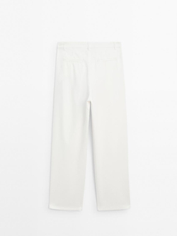 Massimo Dutti Брюки свободного кроя из смесового хлопка, кремовый