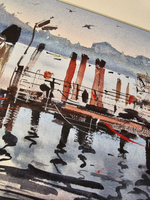 Картина авторская акварельная в паспарту 30х40 см на стену для интерьера "На грани в Венеции"