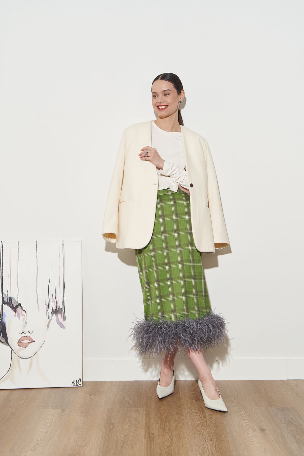 ЮБКА С ПЕРЬЯМИ ЯРКО-ЗЕЛЕНЫЙ|ШОКОЛАД|СЕРЫЙ