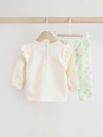 Лонгслив и легинсы в комплекте для малышей Next E66-472, Светло-зеленый, Молочный