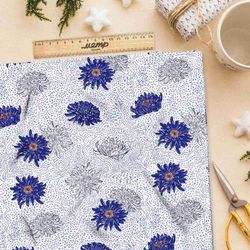 Ткань кулирная гладь силуэты васильков