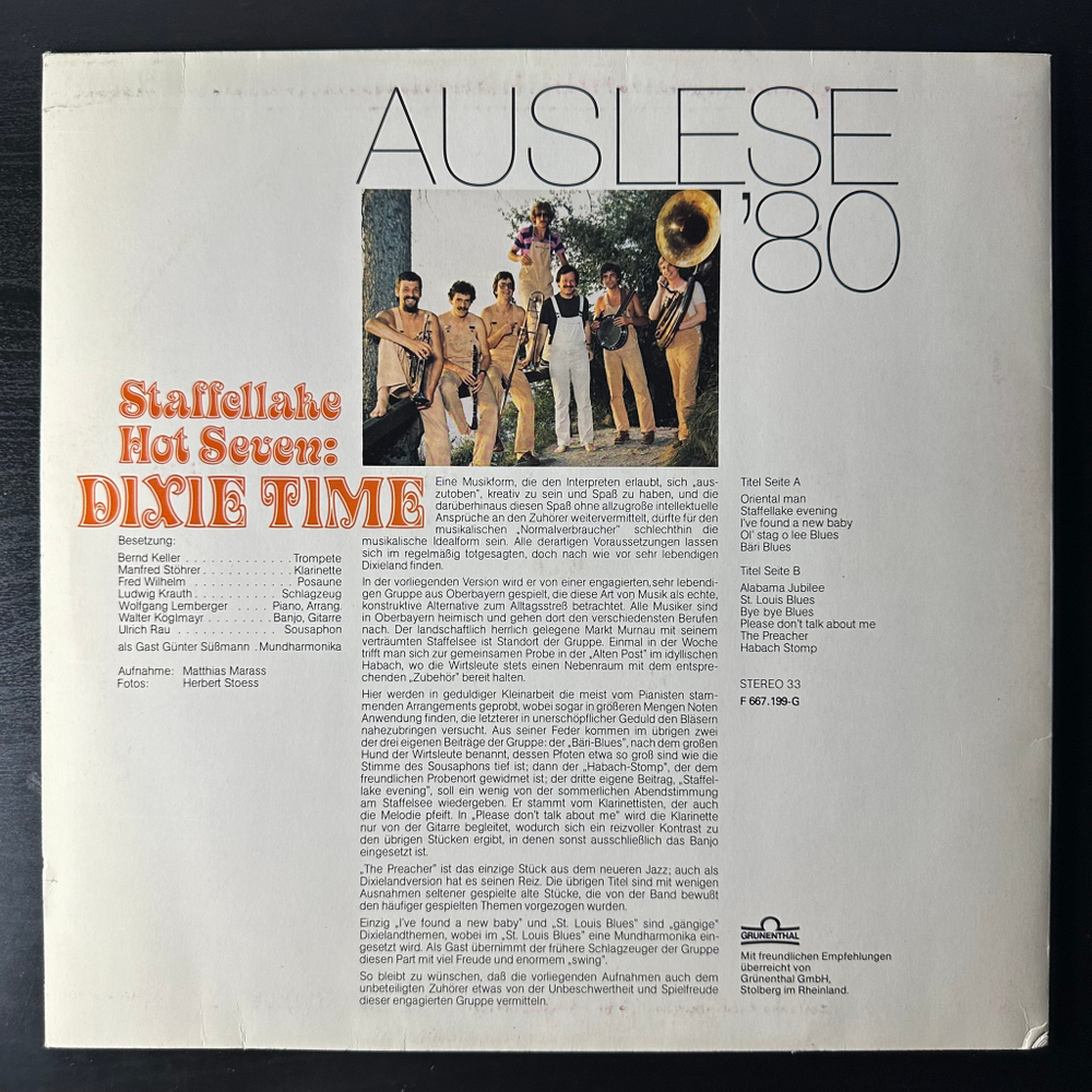 Staffellake Hot Seven ‎– Dixie Time (Германия 1988г.)