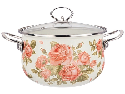 Кастрюля 3,6л "Корейская роза" со стеклянной крышкой
