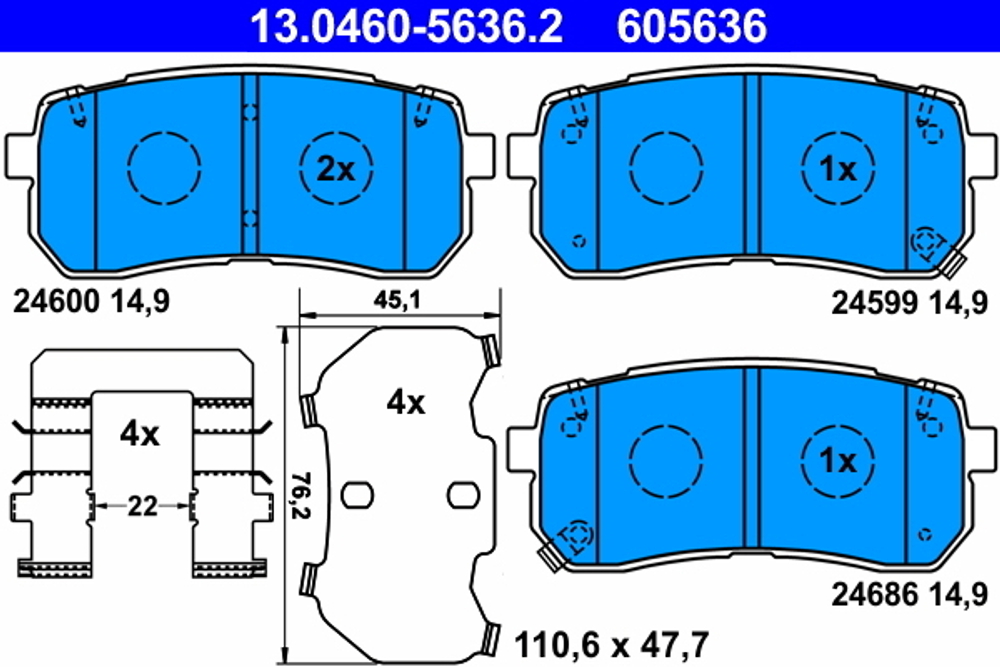 ATE - 13046056362-ATE - Brake Pad Set, disc brake