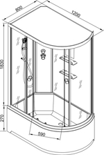Душевая кабина AvaCan EM 2712 L с электрикой