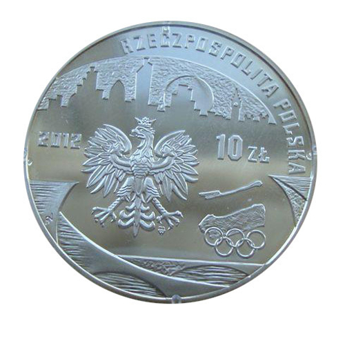 Польша 10 злотых 2012 Плавание Велоспорт Прыжки Олимпиада Лондон 2012 СЕРЕБРО
