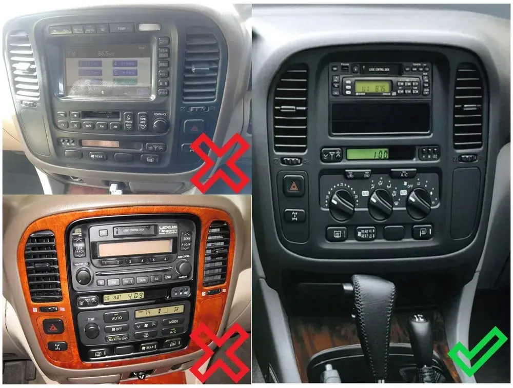 Магнитола для Toyota Land Cruiser 100 1998-2002 (кондиционер, рамка-накладка) - FarCar BM9608M на Android 13, QLED, TS10, 4Гб+32Гб, CarPlay, 4G SIM-слот