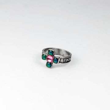 Кольцо Хамелеон с крестом (розов)