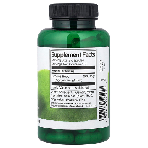 Swanson, корень солодки, 450 мг, 100 капсул