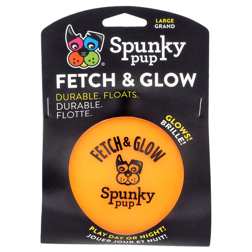Spunky Pup, Fetch & Glow, шарик, большой, 1 шт.