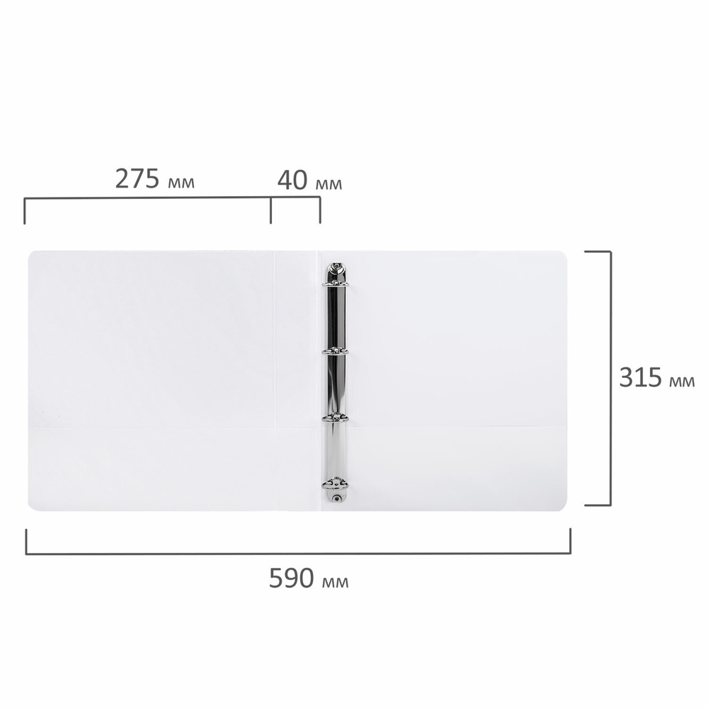 Папка ПАНОРАМА на 4 кольцах, ПРОЧНАЯ, картон/ПВХ, BRAUBERG "Office", БЕЛАЯ, 40 мм, до 250 листов, 271850