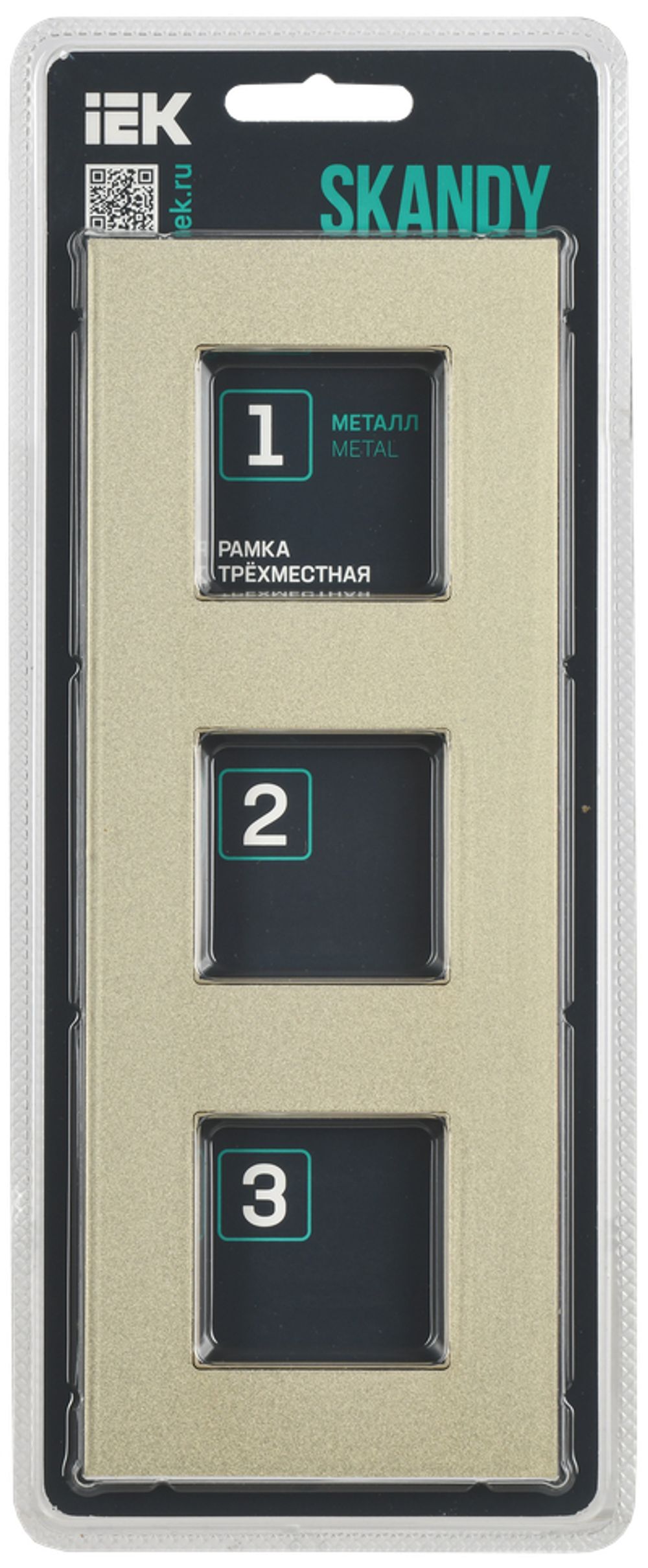 SKANDY Рамка 3-местная SK-F33Sh металл шампань IEK