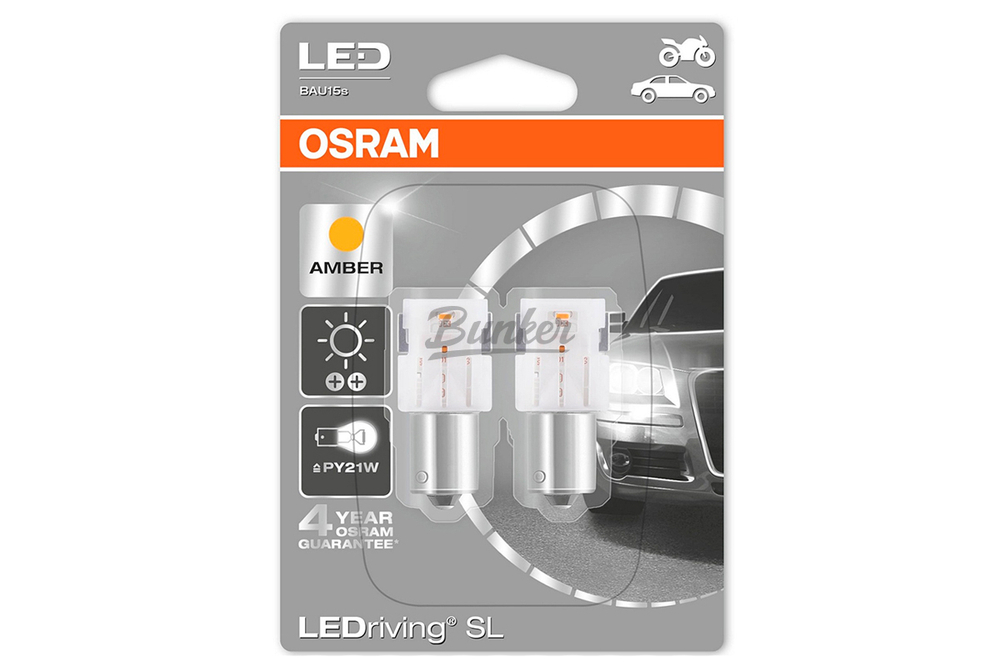Комплект ламп PY21W 12V 1,3W BAU15S LEDRIVING standard/PY21W/оранжевый 2шт.(1к-т)