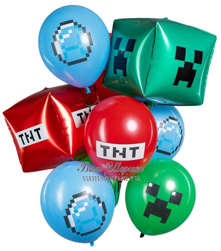 Букет шаров "Пиксели и ТНТ"