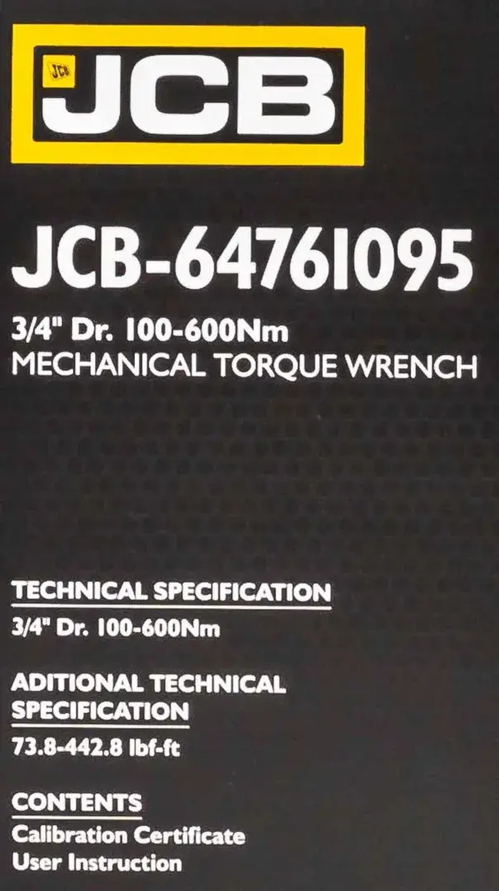 Ключ моментный 100-600Нм, 3/4'' JCB JCB-64761095