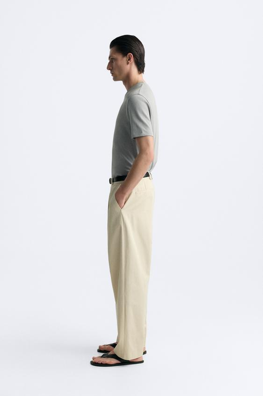 ZARA ХЛОПКОВАЯ ФУТБОЛКА, СВЕТЛО-СЕРЫЙ