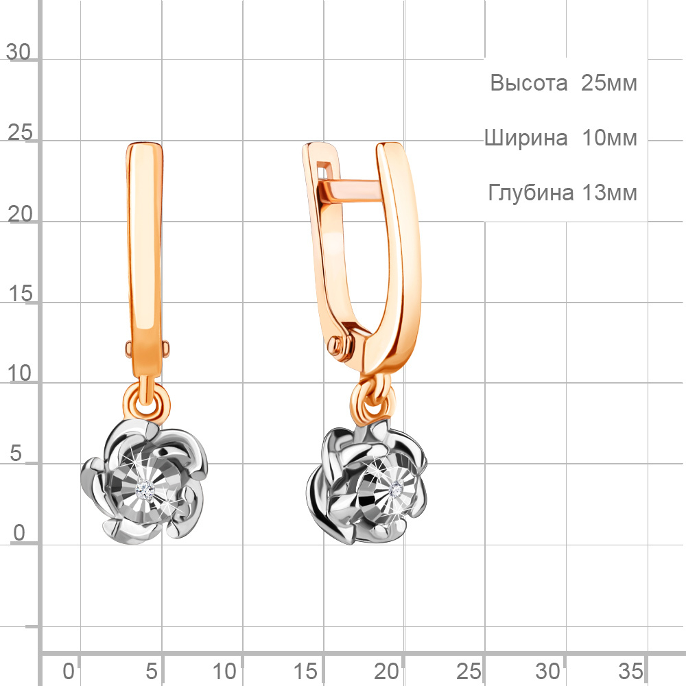 942759к Серьги из Золота с бриллиантами из коллекции "Shine Line"